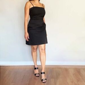 Theory Black Spaghetti Strap Midi Dress